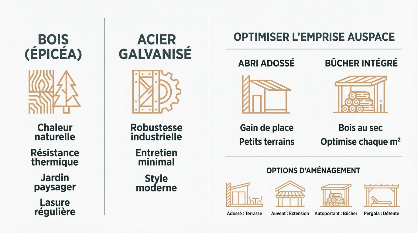 bois-vs-acier-choix-and-optimisation-despaces-exterieurs Abri de jardin ouvert : bois, métal et réglementation