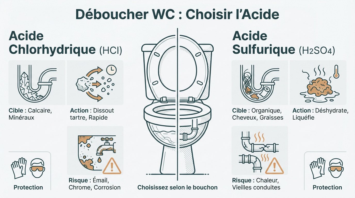 deboucher-wc-acide-chlorhydrique-vs-sulfurique Utiliser l'acide pour déboucher les toilettes sans risque