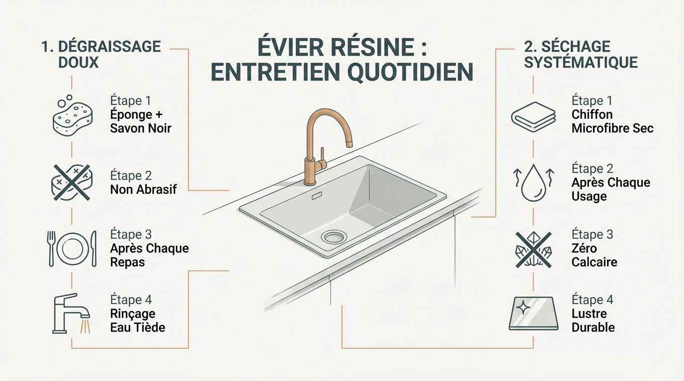 evier-resine-entretien-quotidien Nettoyer votre évier en résine et préserver son éclat