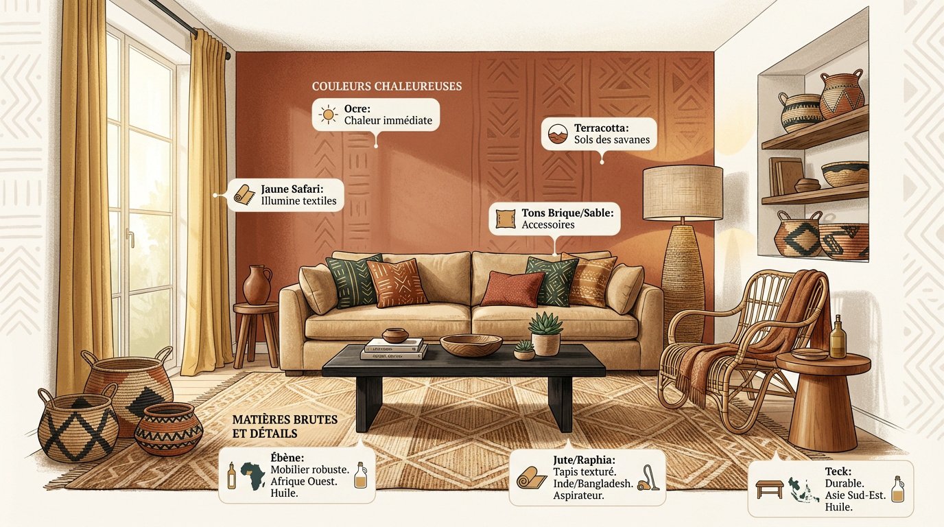 infographie-salon-africain-moderne-and-matieres-brutes Sublimer votre intérieur avec la décoration africaine