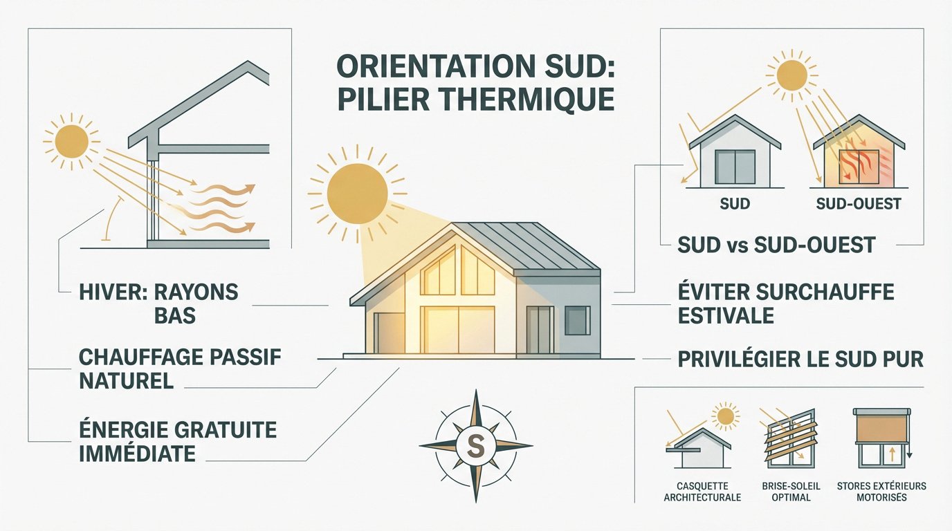 orientation-sud-pilier-thermique Réussir l'orientation de votre maison en montagne en 2026