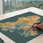 Une main pointe une zone sur une carte détaillée du PLUi du Pays d'Aix, avec un paysage provençal en arrière-plan.