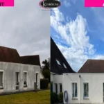 Nettoyage façade par drone avant apres